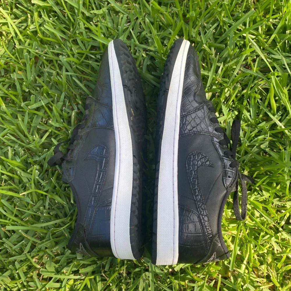 Nike Air Jordan 1 Low Golf Triple Black Crocodile Mens 13 DD9315-003
